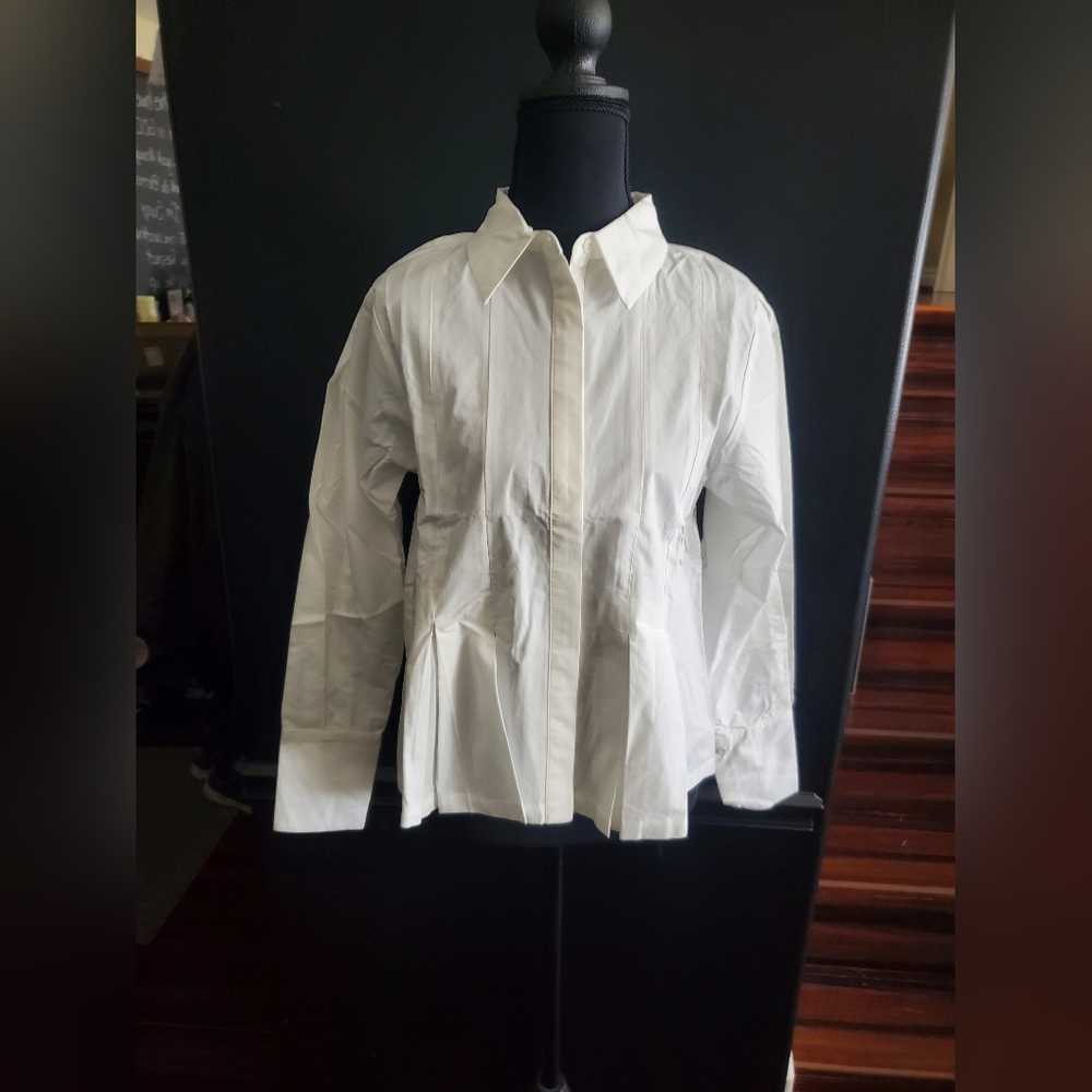 Lulu's White Button-Front Blouse